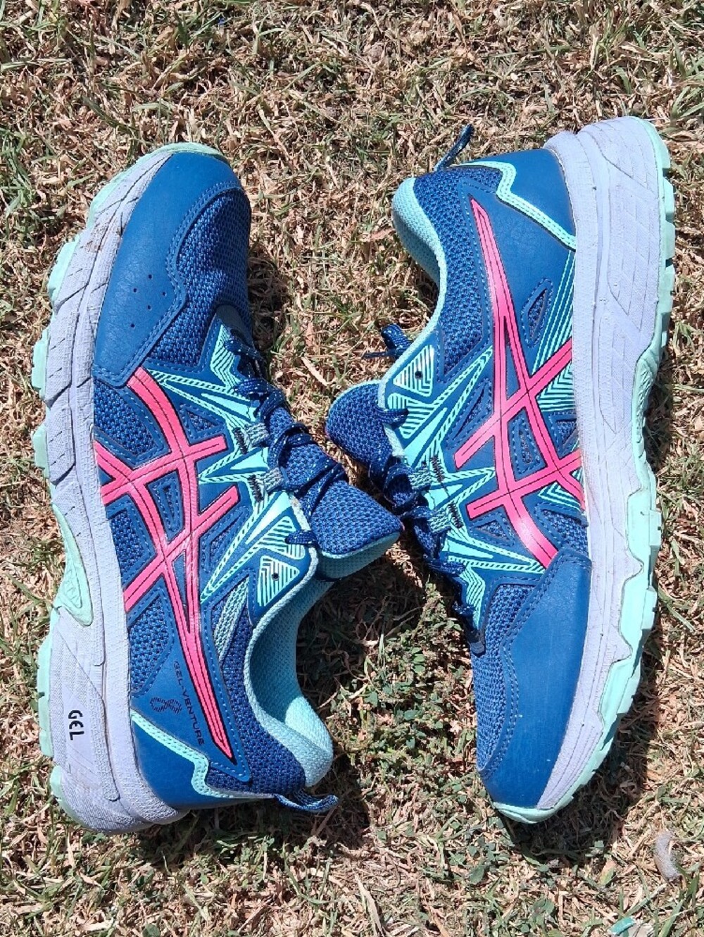 ASICS Gel Venture 8 Women's Blue Shoes with Pink Accents - Picture 8 of 12
